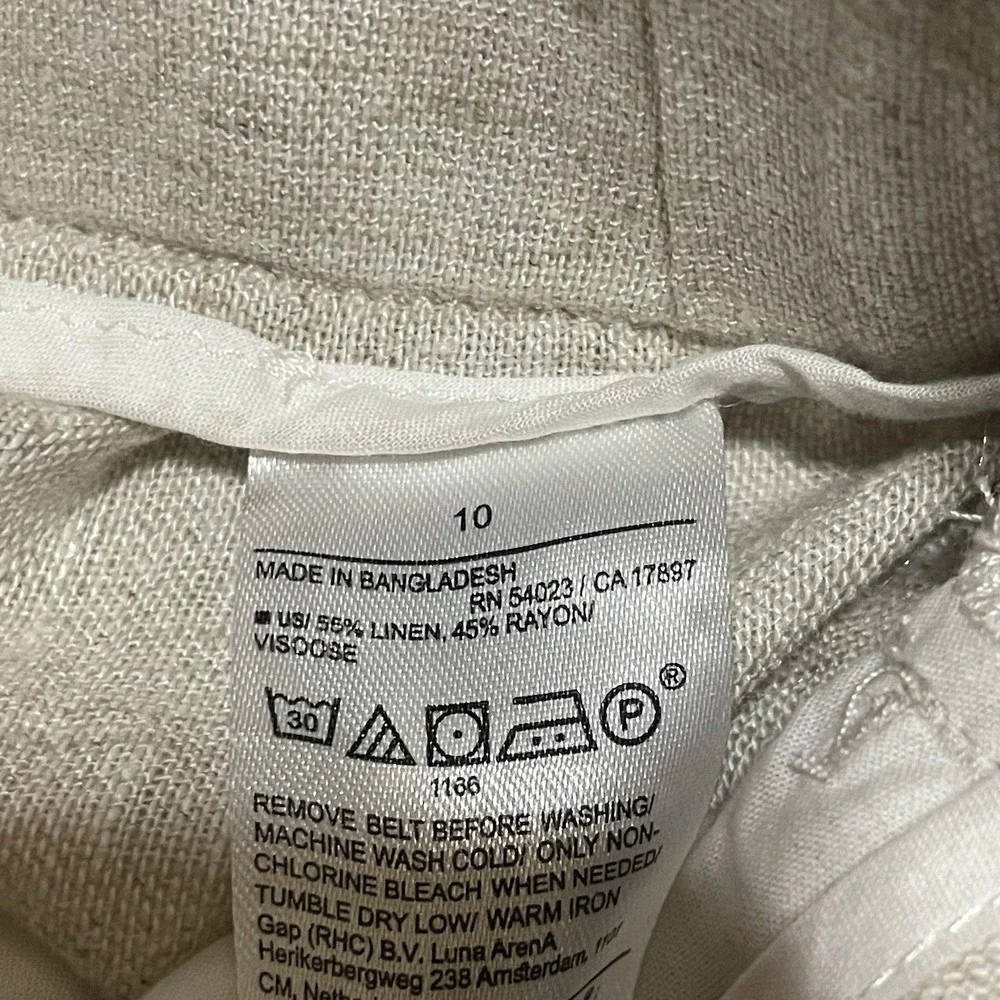 Banana Republic Linen Blend Pants Size 10 X 28.5 Women's Wide Leg Beige Paperbag